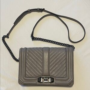 Rebecca Minkoff Gray Quilted Leather Chain Crossbody
